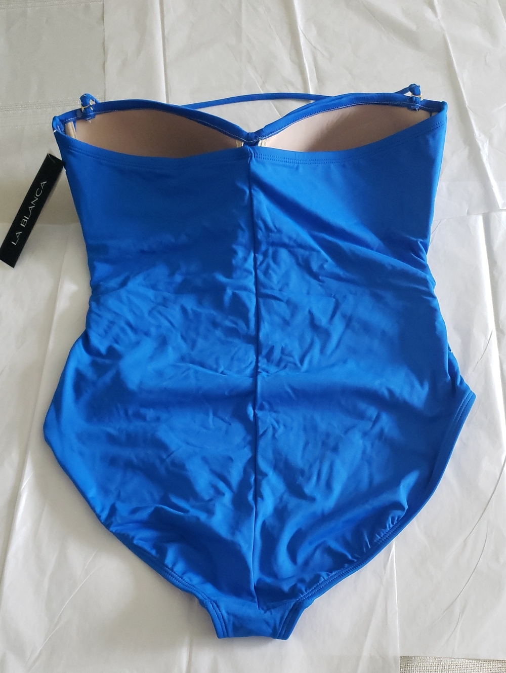 La Blanca NEW Bandeau One Piece Convertible Draped Tummy Women's 16 - Picture 3 of 12